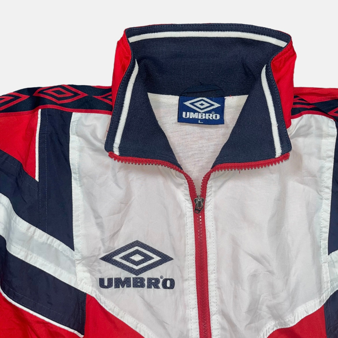 Chaqueta Umbro Cortavientos Roja&Blanca Unisex Vintage