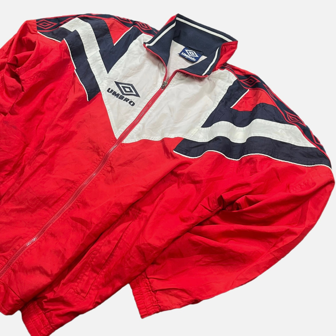 Chaqueta Umbro Cortavientos Roja&Blanca Unisex Vintage